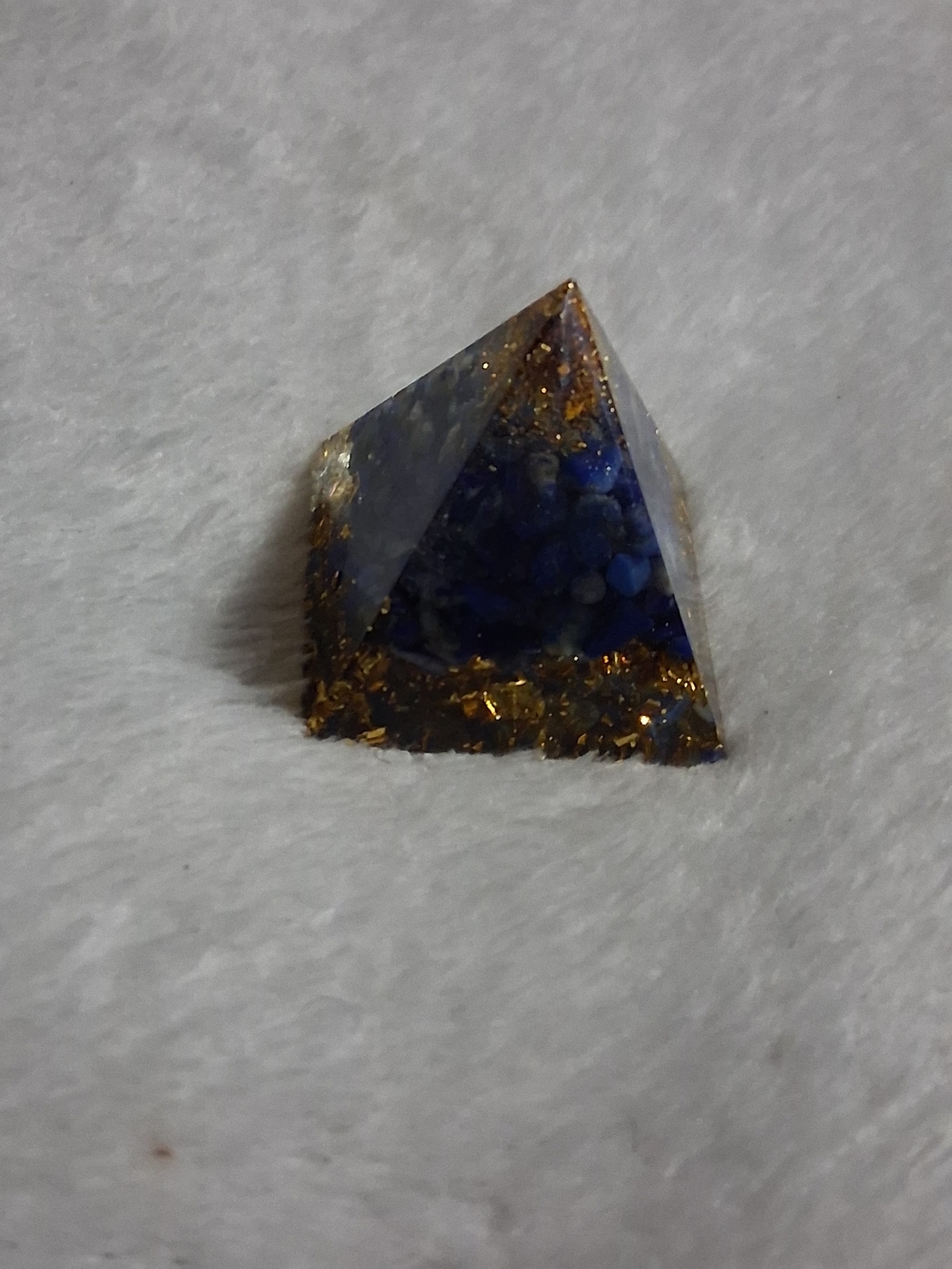 Blue and Gold Pyramid Resin Décor